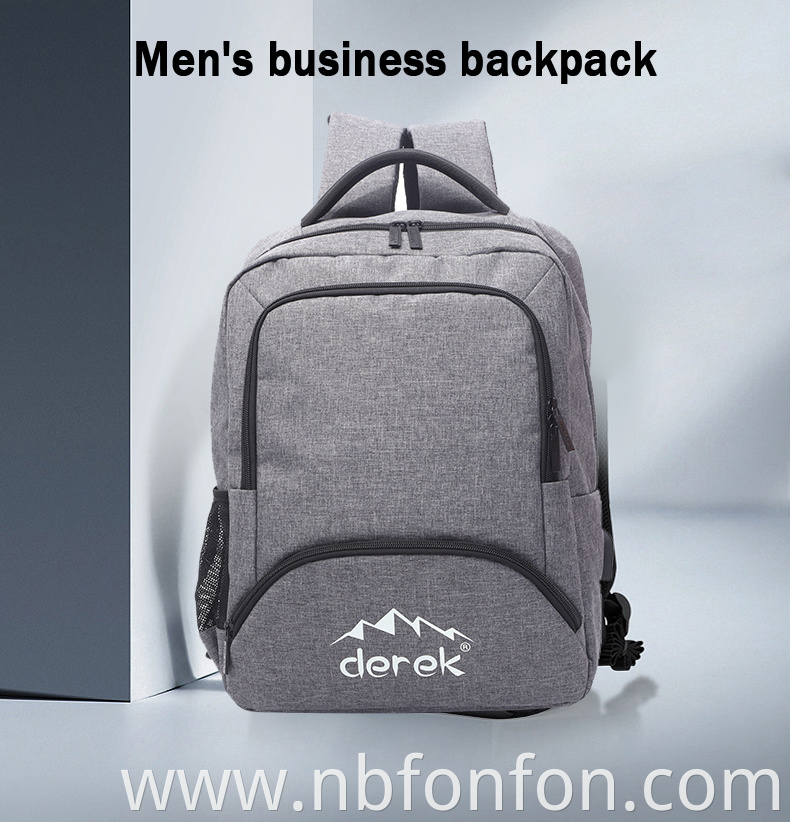 Business backpack is a backpack designed specifically for business people, with features such as versatility, large capacity, and durability. Business backpacks are usually made of high-quality materials, such as nylon, leather, etc., which are waterproof, scratch resistant, and wear-resistant, and can protect the items inside the backpack from the influence of the external environment.